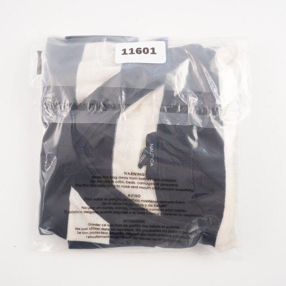 NAUTICA navy off-white nautical stripe lightweight v-neck sweater size S - Picture 11 of 11